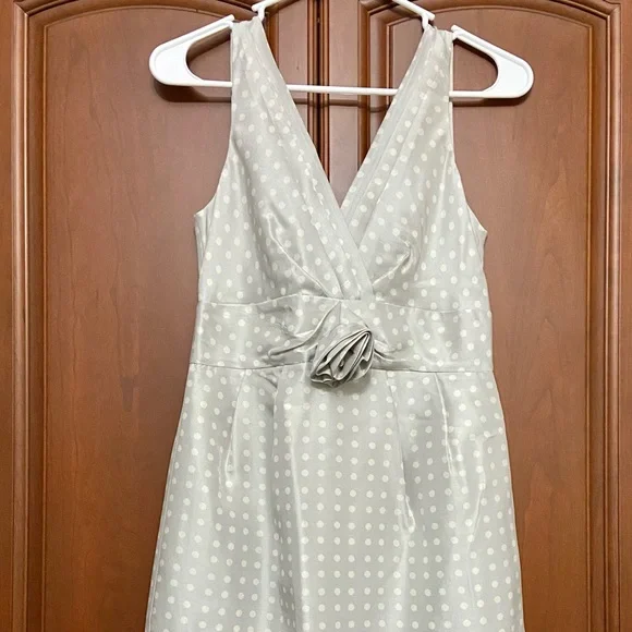 j crew silk polka dot dress J. Crew silk metallic polka dot rosette dress